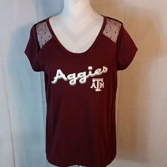 Texas Aggies Maroon T-Shirt with Mesh Shoulders - Picture 1 of 6